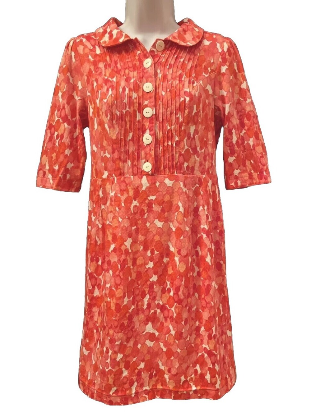 VTG 60s Scooter Mod GoGo Orange Pink Flower Power Daisy Mod Micro Mini Dress S/M